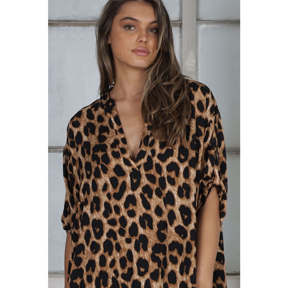 Louisa™ – Damens Bohemisk Leopardklänning