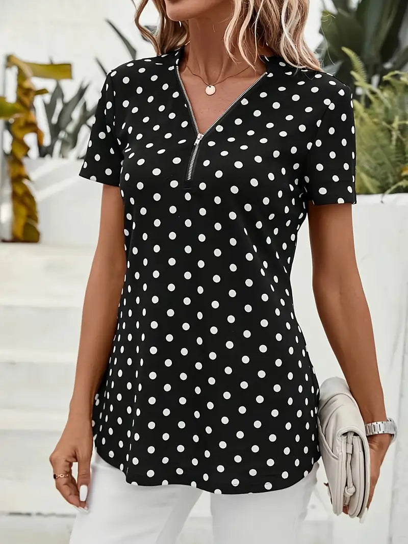 Tanja™ – Damens Prickig V-ringad Blus