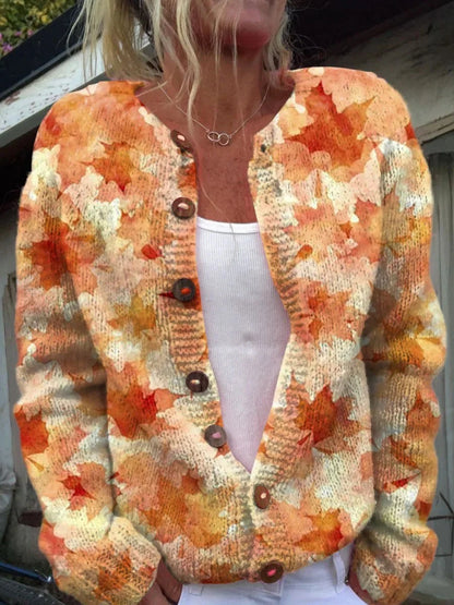 Shiela™ – Kvinnors Blommig Knappbluskofta