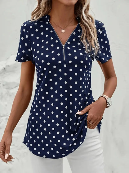 Tanja™ – Damens Prickig V-ringad Blus