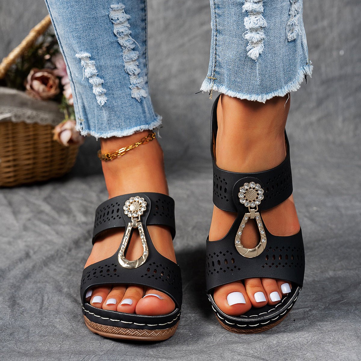 Anita™ - Ortopediska Sandaler Med Strass för Dam