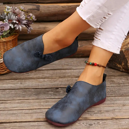 Nice™ – Damens Loafers med Blombroderi