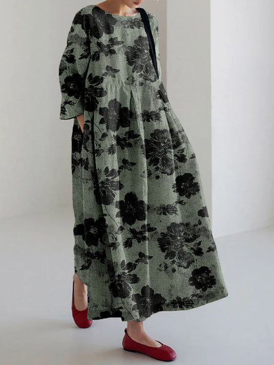 Cosima™ - Elegant Lättvikts Blommönstrad Klänning