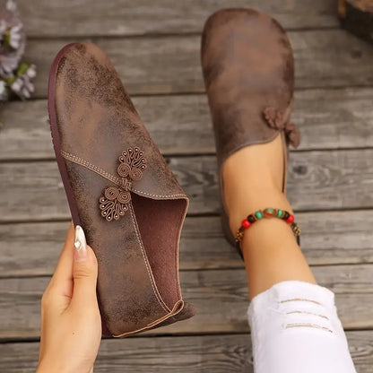 Nice™ – Damens Loafers med Blombroderi