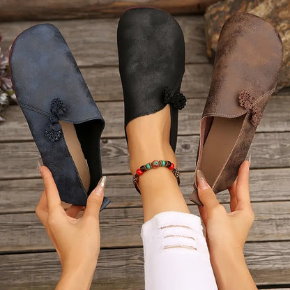 Nice™ – Damens Loafers med Blombroderi