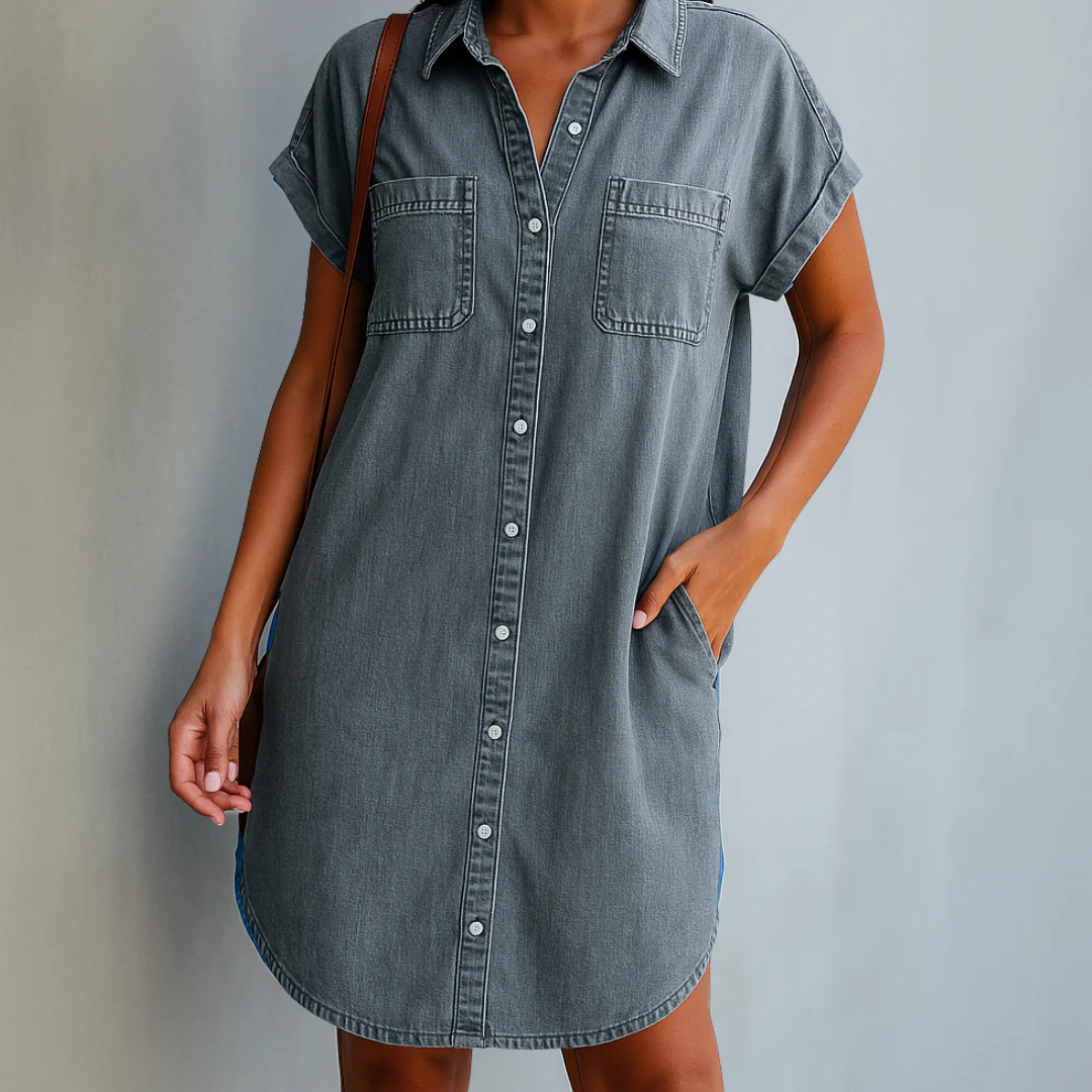 Kessa™ – Avslappnad Klänning med Denimdetalj för Dam