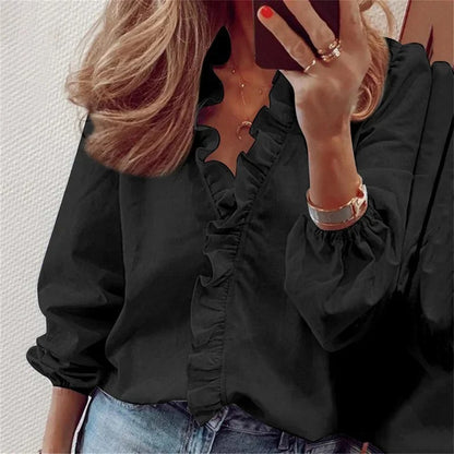 Daphnie™ – Damens V-ringad Volangblus