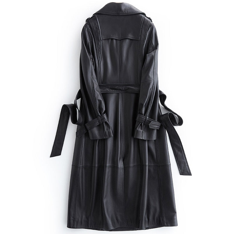 Maren™ - Läder Omslags Trenchcoat