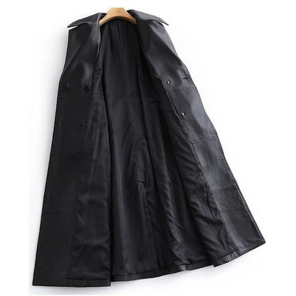 Maren™ - Läder Omslags Trenchcoat