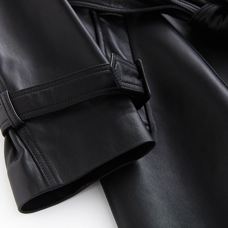 Maren™ - Läder Omslags Trenchcoat
