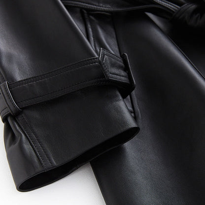 Maren™ - Läder Omslags Trenchcoat