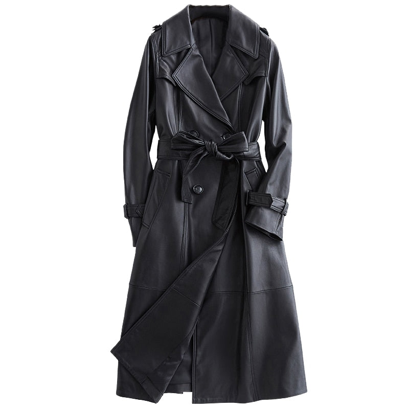 Maren™ - Läder Omslags Trenchcoat